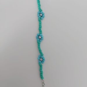Bloemen armband blauw groen zilver