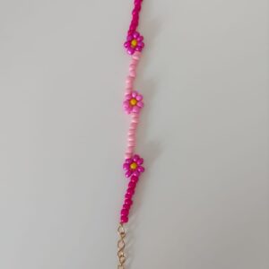 Bloemen armband licht en donker roze